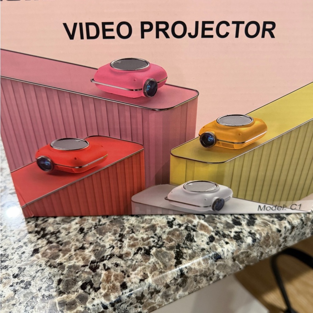 Hompow C1 Video Projector - Pink, Orange, White